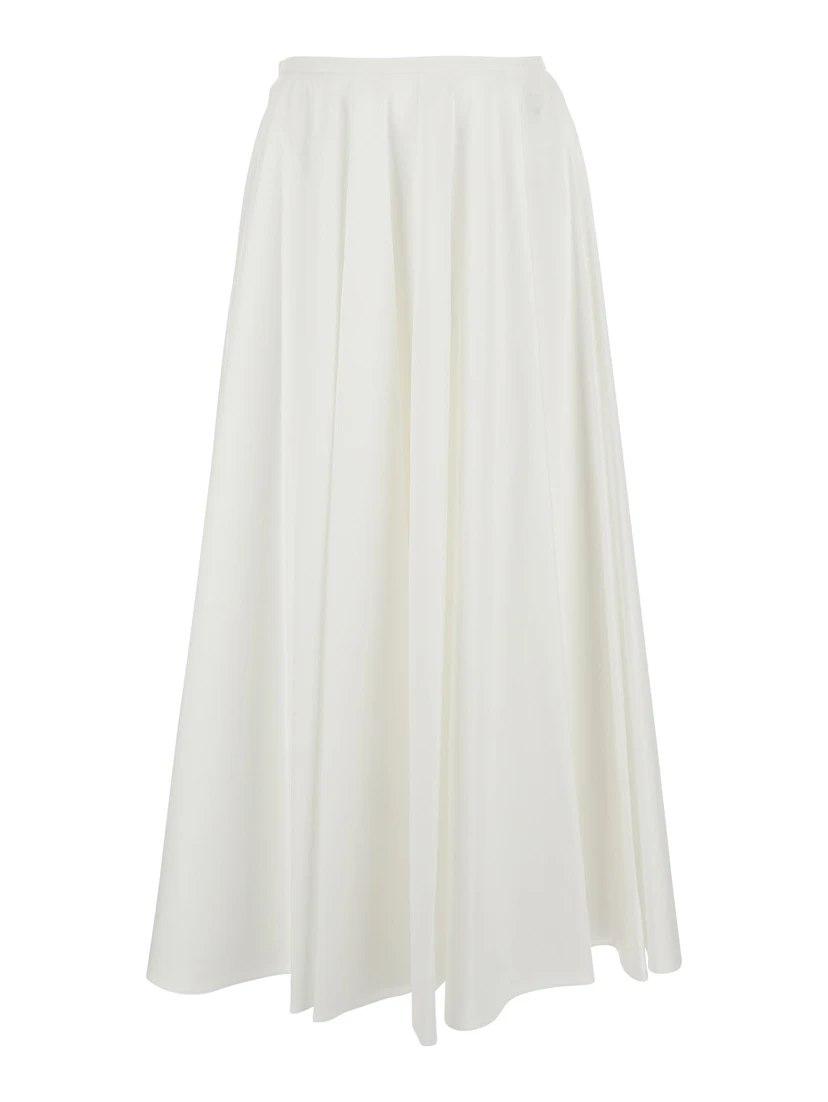 White A-Line Skirt with Flared Design in Cotton Woman