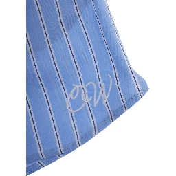Blue Shorts with Striped Motif and Logo on the Front in Cotton for Girls