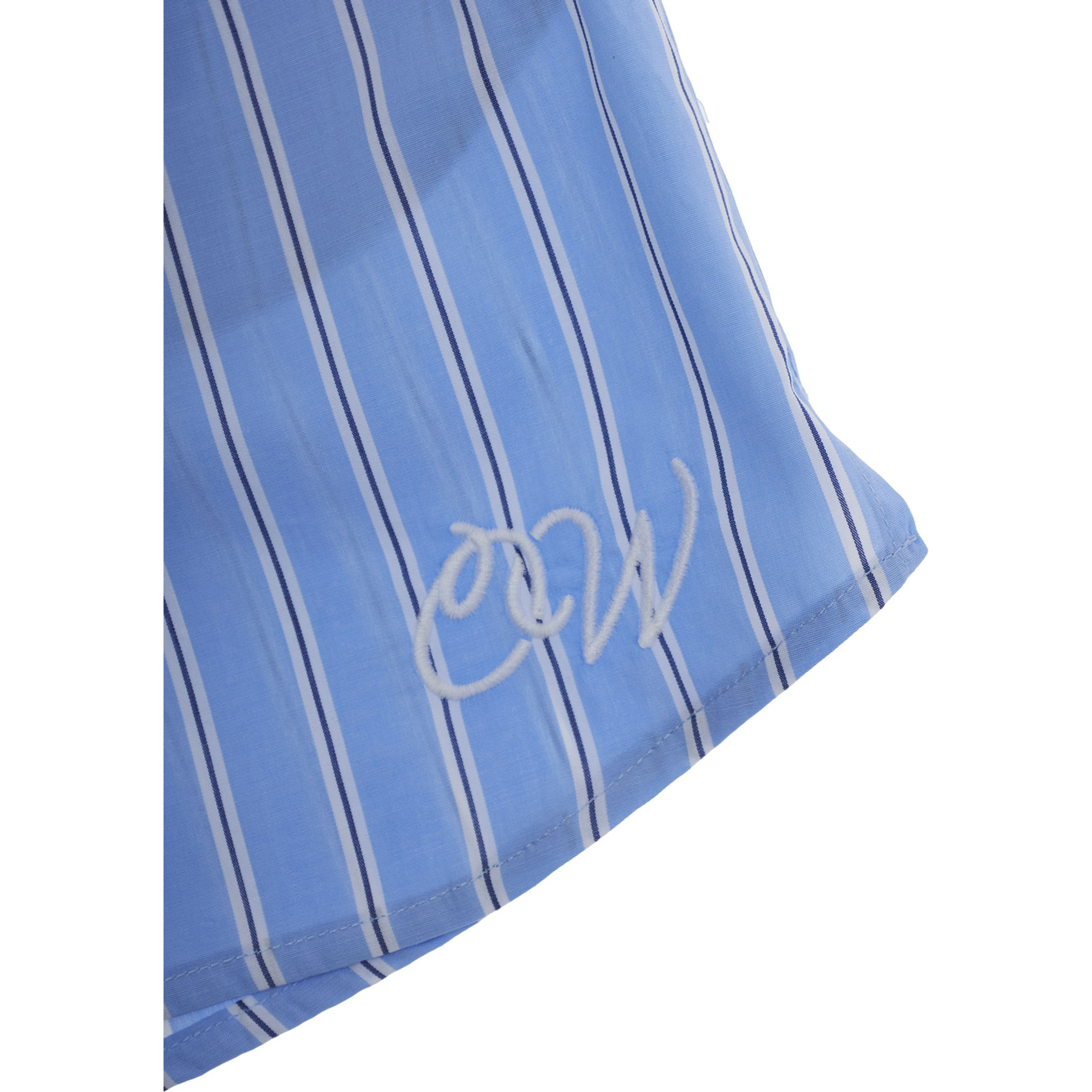 Blue Shorts with Striped Motif and Logo on the Front in Cotton for Girls