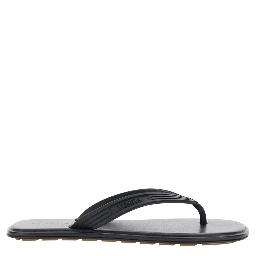 Sanpieri Black Sandals with Thong Design and Flat Sole in Rubber for Men