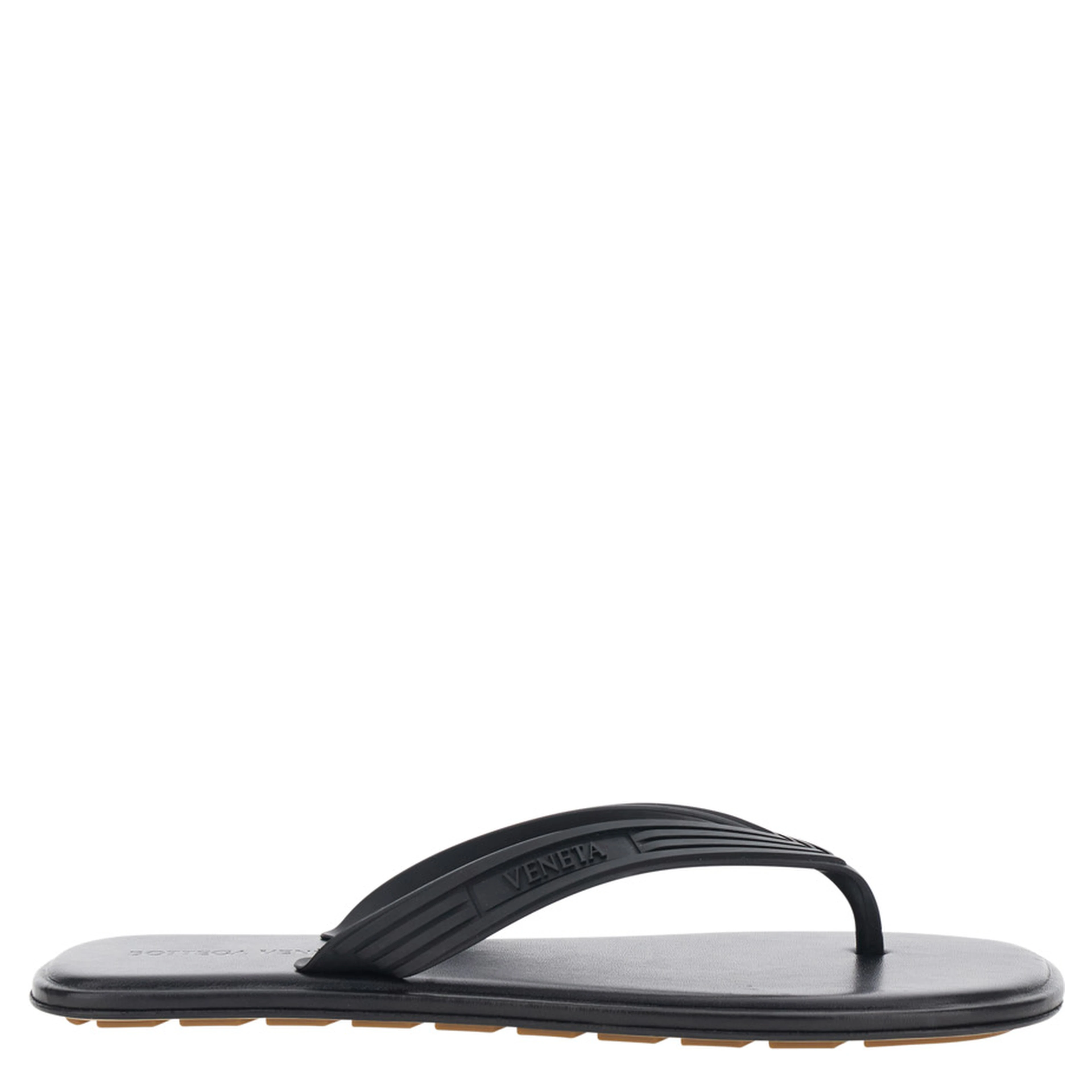 Sanpieri Black Sandals with Thong Design and Flat Sole in Rubber for Men