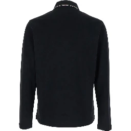 Black Polo Shirt with Long Sleeves and Logo on the Front for Men