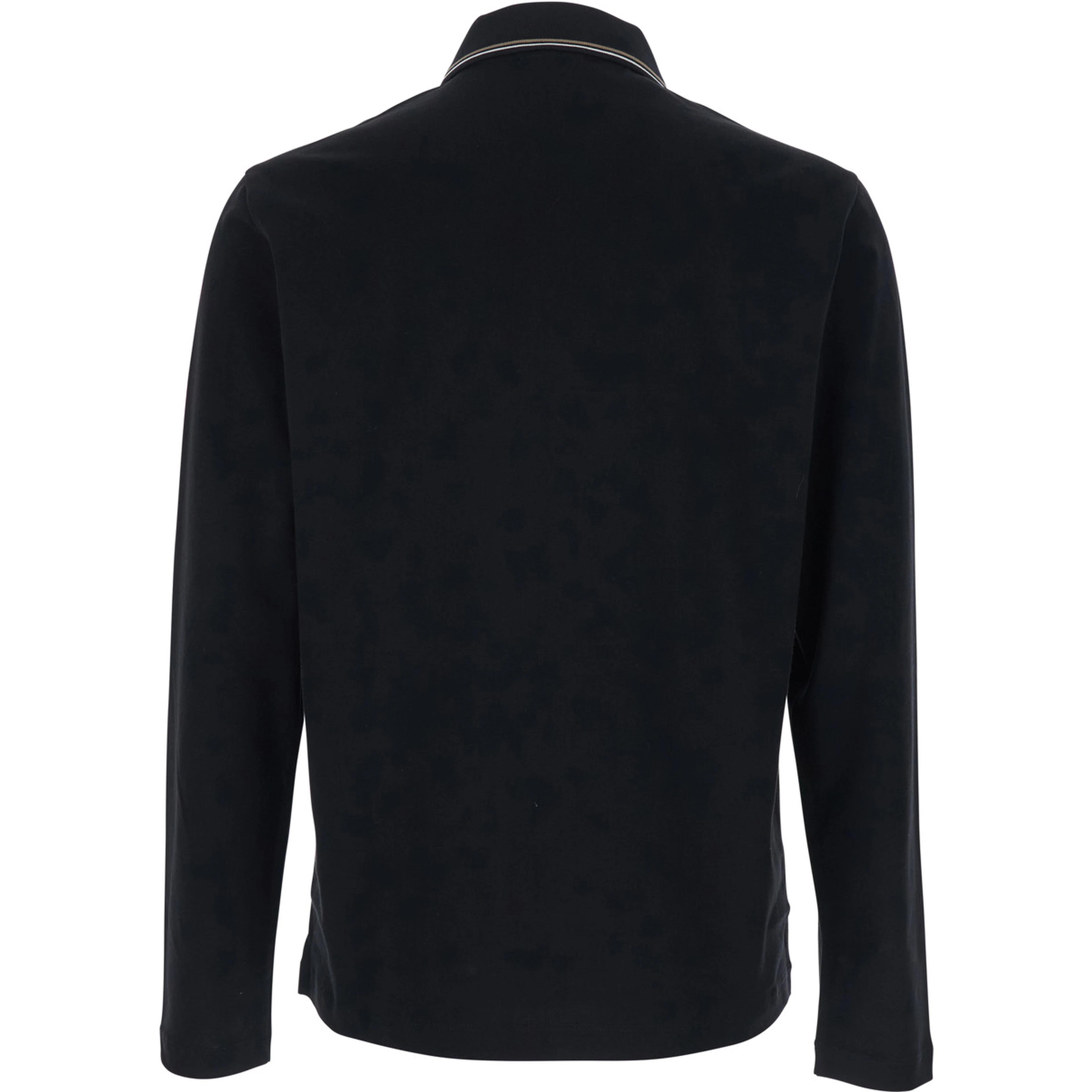 Black Polo Shirt with Long Sleeves and Logo on the Front for Men