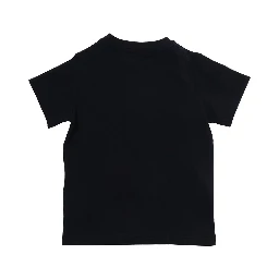 Crew Neck T-Shirt with Logo Lettering Print on the Front and Logo Patch on the Front in Baby Blue Stretch Cotton