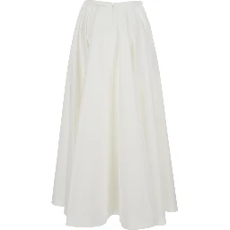 White A-Line Skirt with Flared Design in Cotton Woman