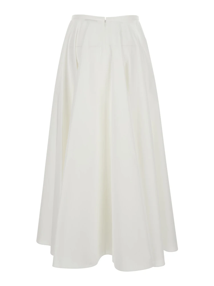White A-Line Skirt with Flared Design in Cotton Woman alternative
