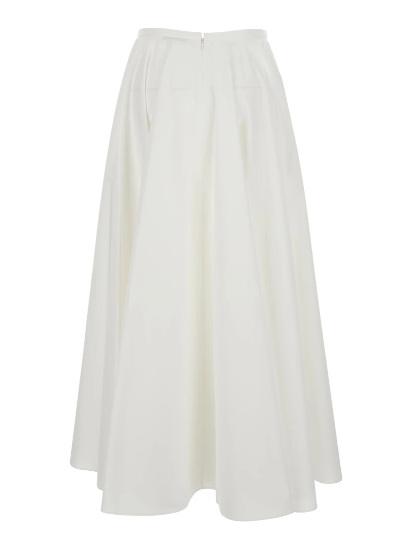 White A-Line Skirt with Flared Design in Cotton Woman