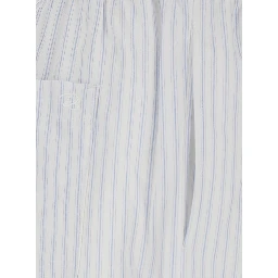 White Pants with elastic waistband and drawstring and all-over striped pattern in cotton for women