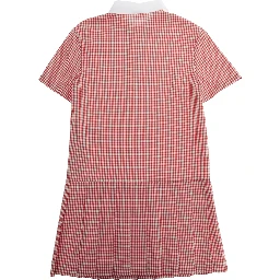 Woven Dress-Skirt Red with Elegant Details in Cotton for Women
