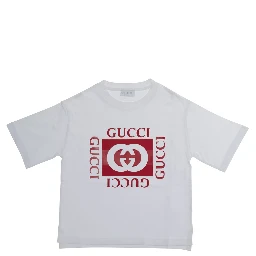 White Cotton Logo T-Shirt for Kids