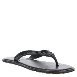 Sanpieri Black Sandals with Thong Design and Flat Sole in Rubber for Men