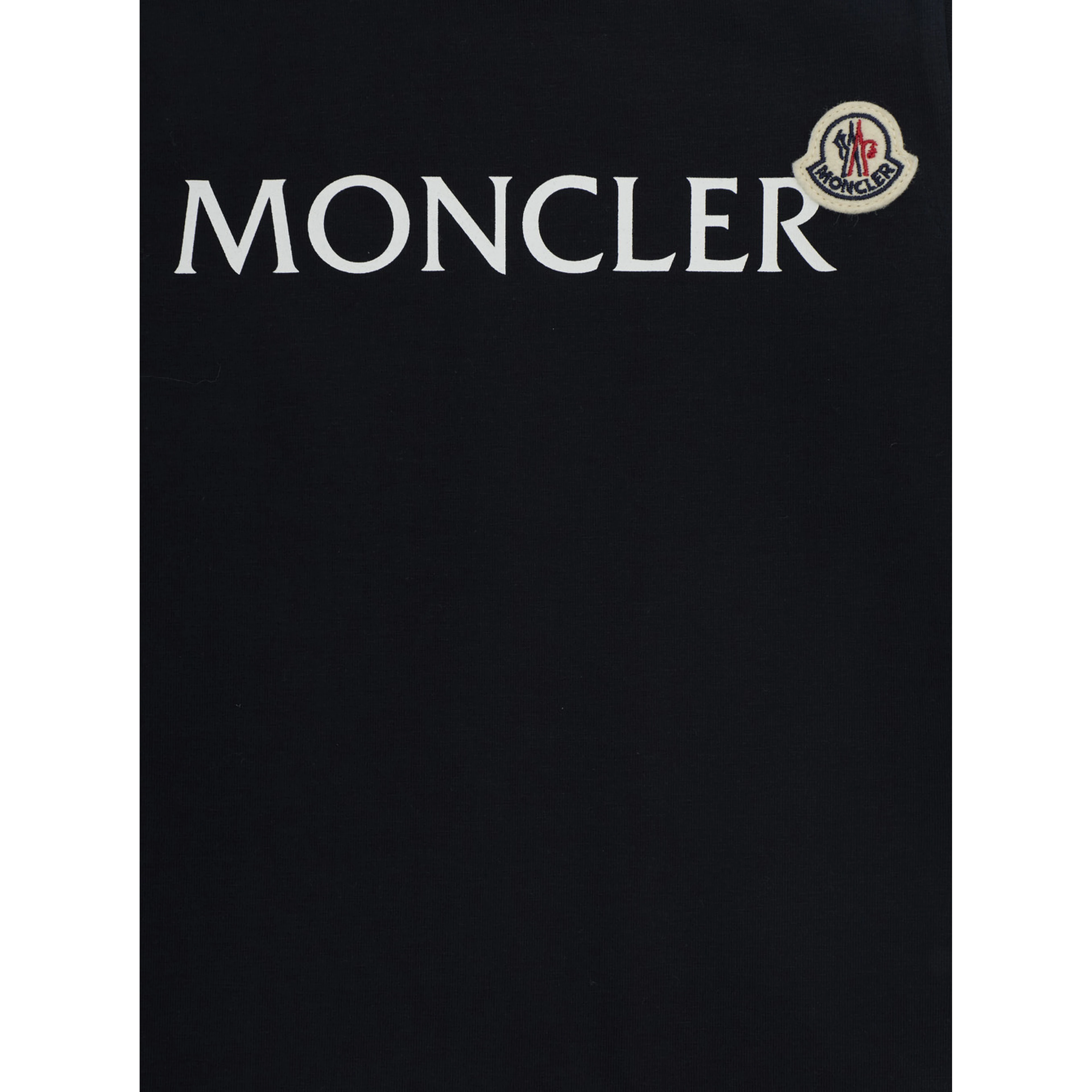 Crew Neck T-Shirt with Logo Lettering Print on the Front and Logo Patch on the Front in Baby Blue Stretch Cotton