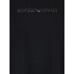 Black Cotton Crew Neck T-Shirt with Logo Embroidery for Men