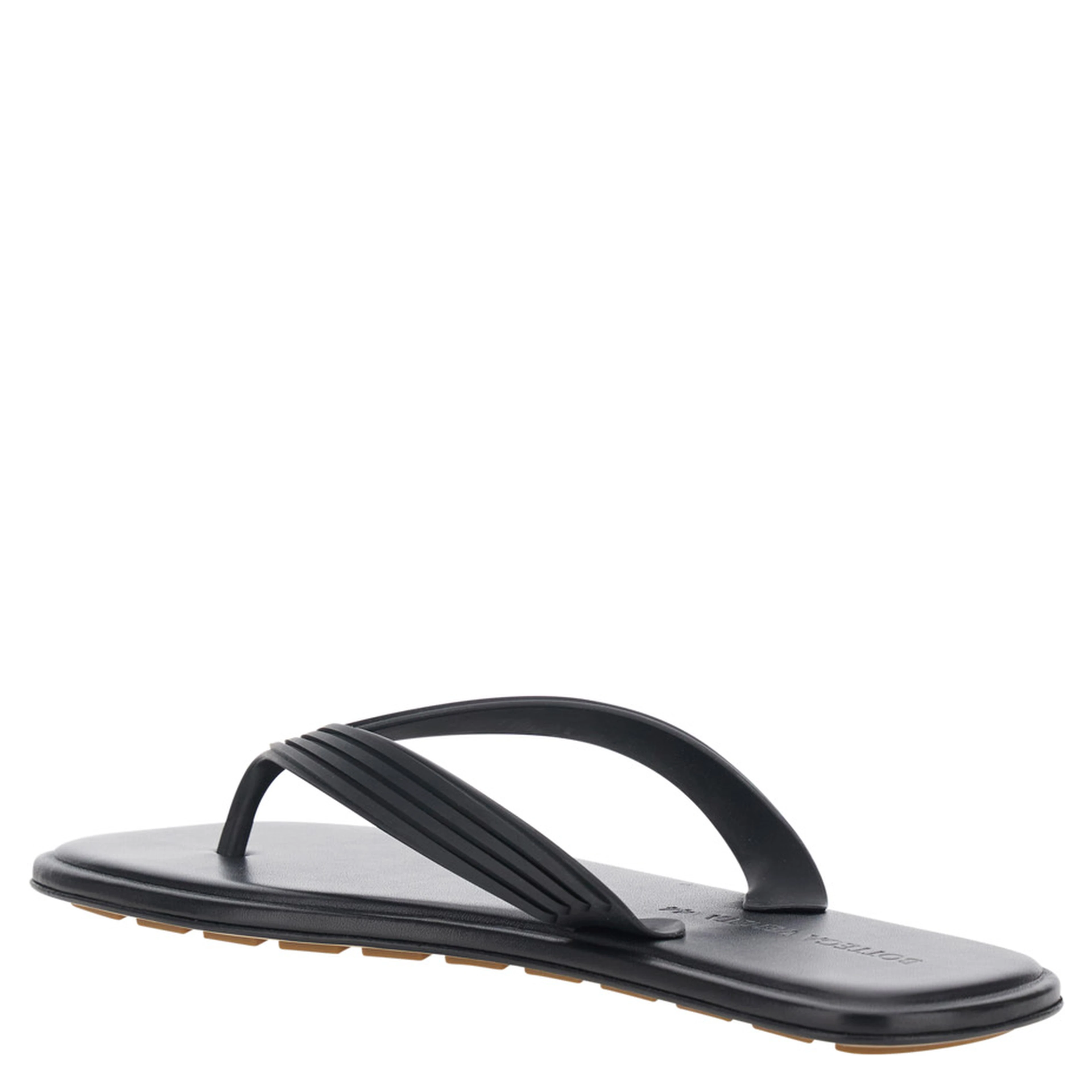 Sanpieri Black Sandals with Thong Design and Flat Sole in Rubber for Men