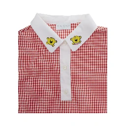Woven Dress-Skirt Red with Elegant Details in Cotton for Women