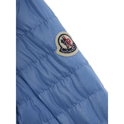 Kerm Crew Neck Down Jacket with Logo Patch on Sleeve in Baby Blue Tech Fabric
