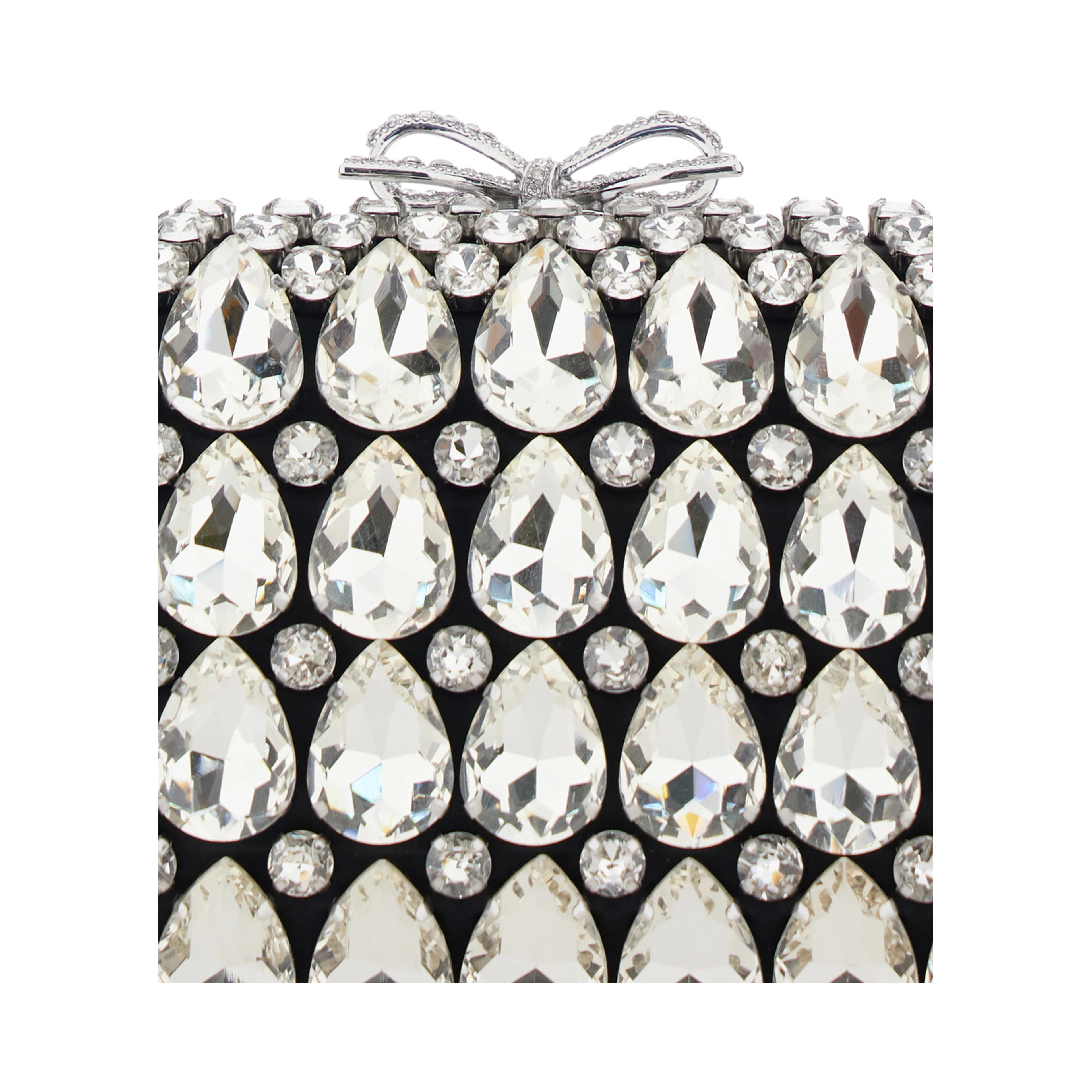 Clutch Bag BLACK SATIN CRYSTAL with Crystal Details in Black Satin for Women