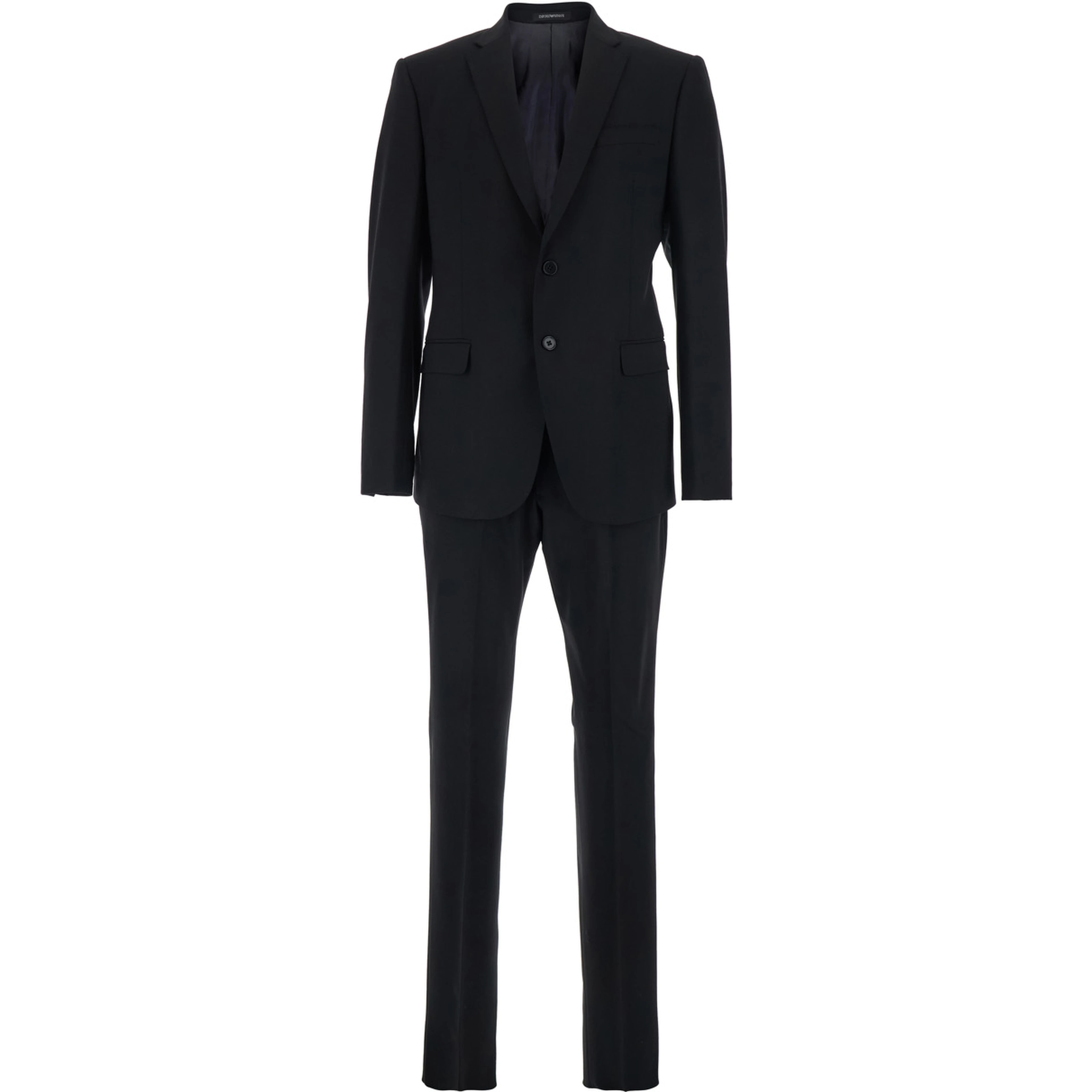 Black Single-Breasted Suit with Notched Revers in Wool Man