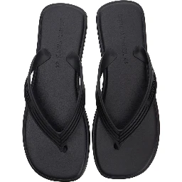 Sanpieri Black Sandals with Thong Design and Flat Sole in Rubber for Men