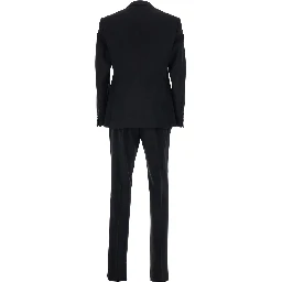 Black Single-Breasted Suit with Notched Revers in Wool Man
