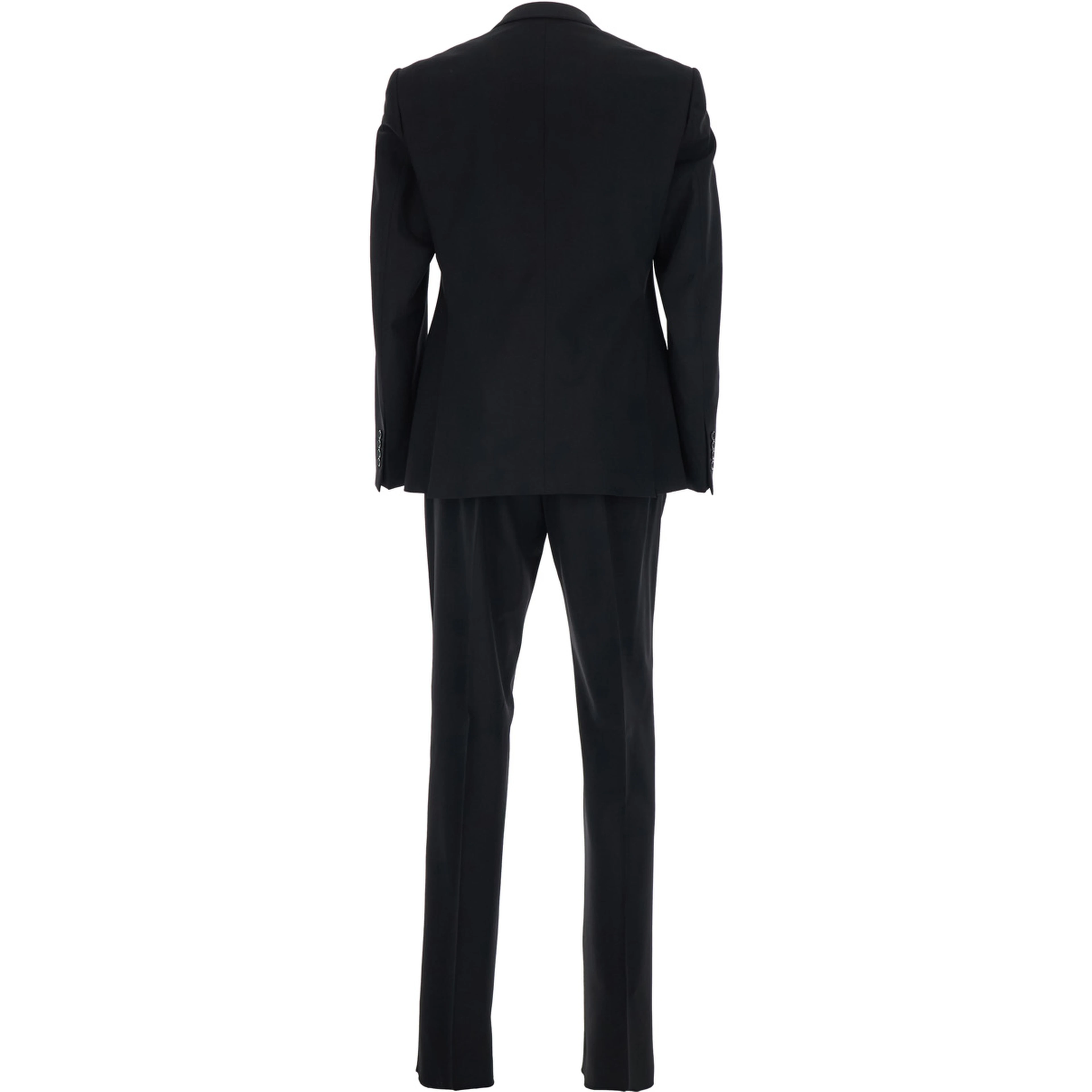 Black Single-Breasted Suit with Notched Revers in Wool Man
