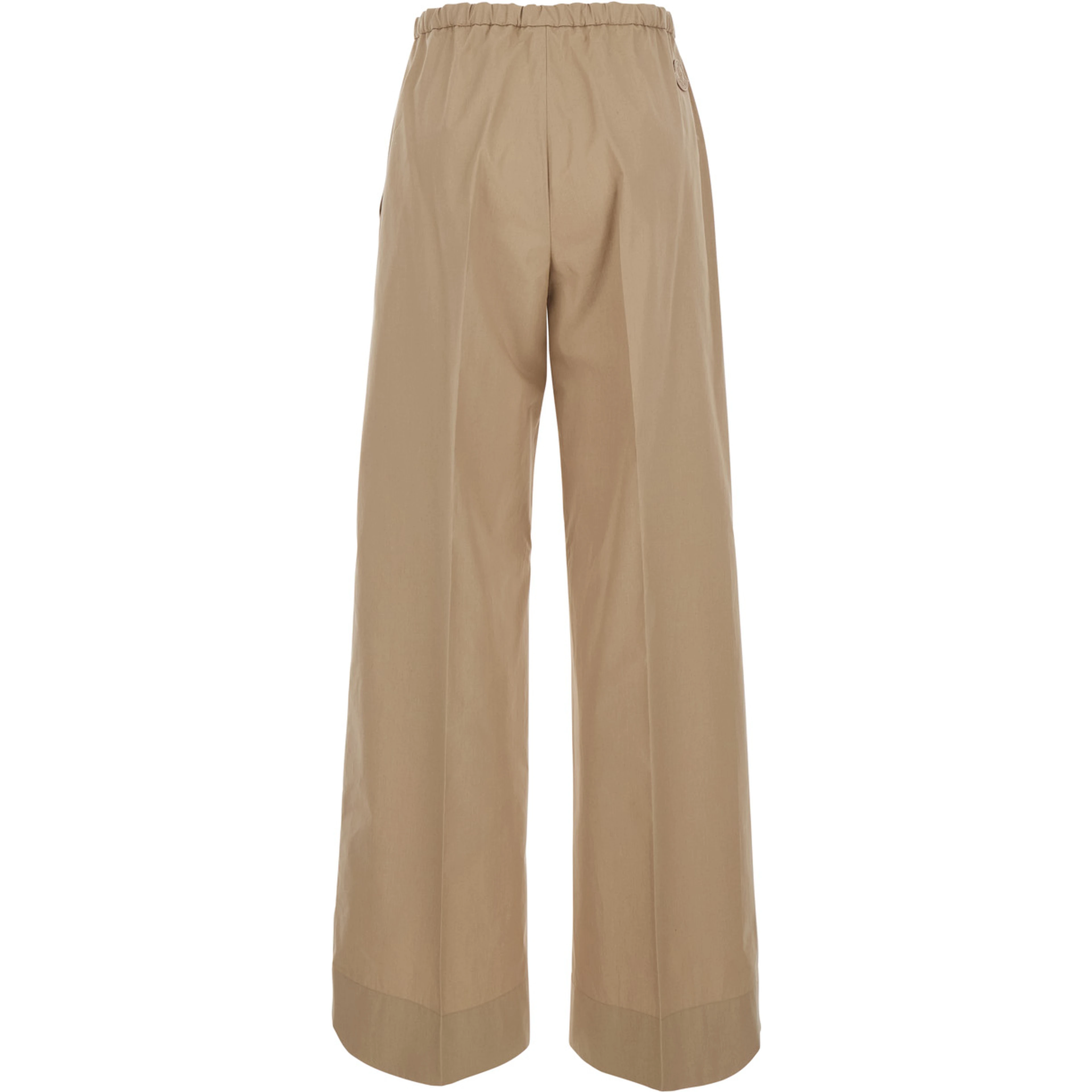 Beige Pants with elasticated waist and logo patch on the back in Cotton Man