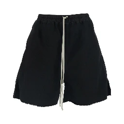 Black Shorts with elasticated drawstring waist and zip at the back in cotton for men