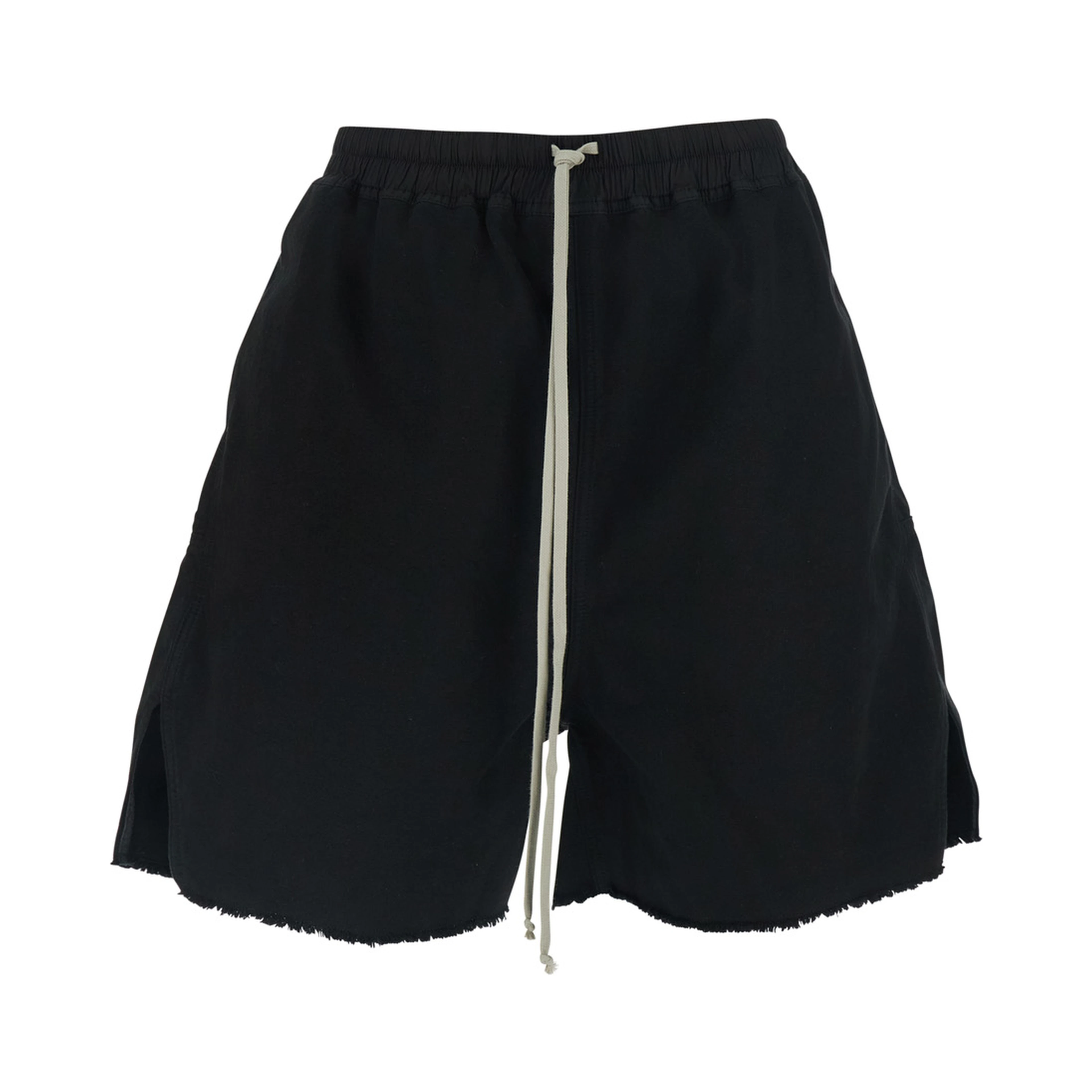 Black Shorts with elasticated drawstring waist and zip at the back in cotton for men