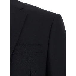 Black Single-Breasted Suit with Notched Revers in Wool Man