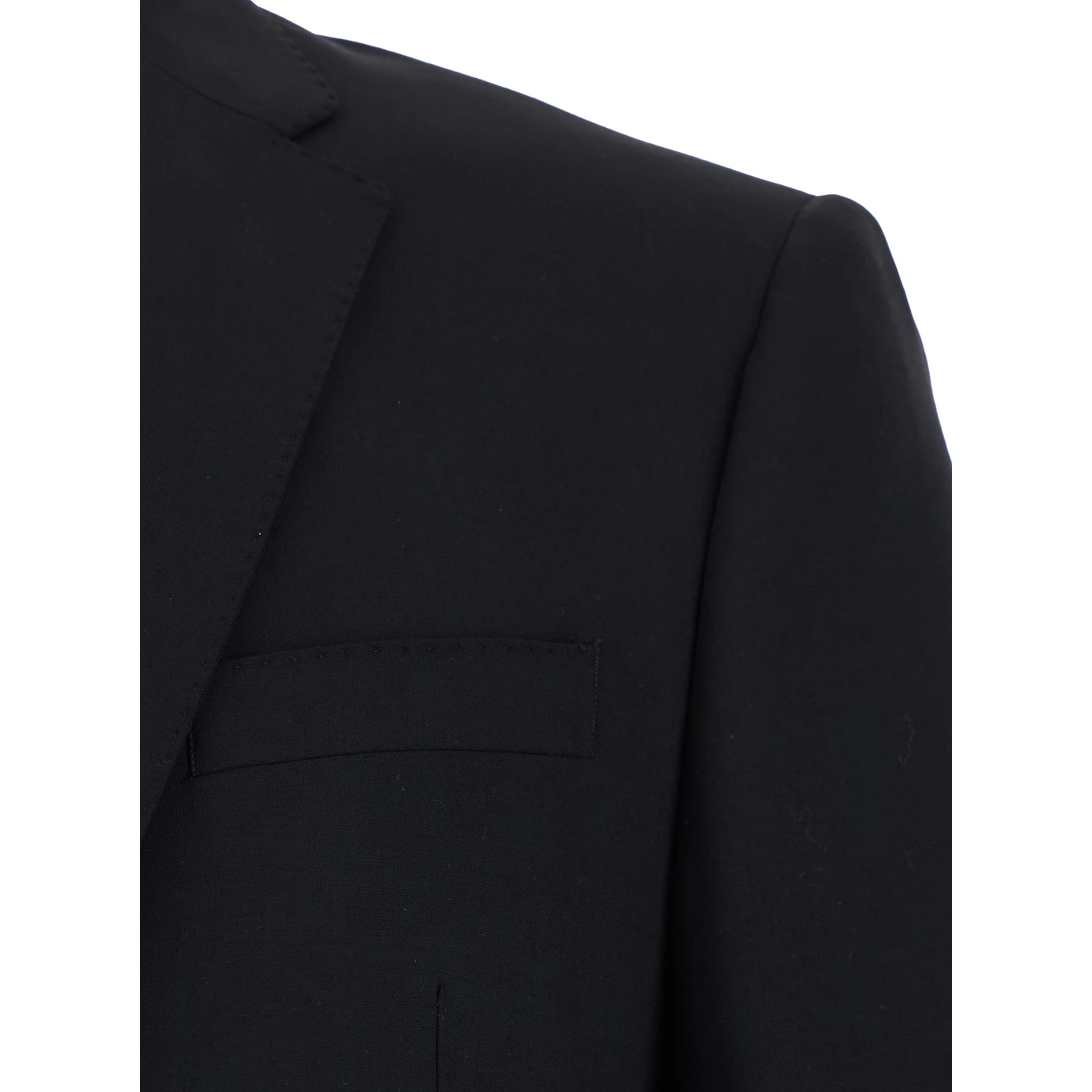 Black Single-Breasted Suit with Notched Revers in Wool Man
