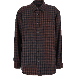 Unisex Brown Check Flannel Shirt with Polyester and Rayon Fabric