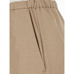 Beige Pants with elasticated waist and logo patch on the back in Cotton Man