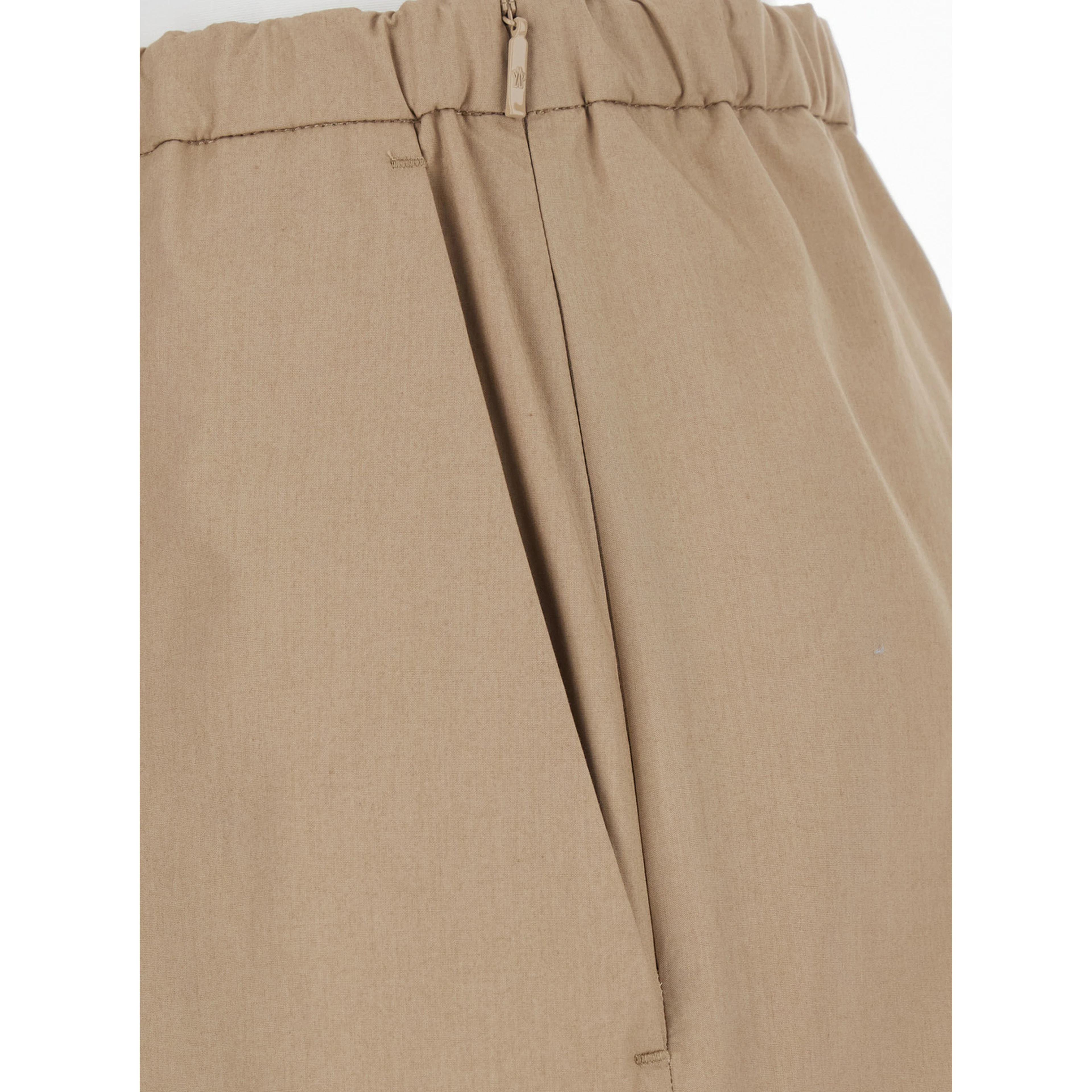 Beige Pants with elasticated waist and logo patch on the back in Cotton Man
