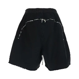Black Shorts with elasticated drawstring waist and zip at the back in cotton for men
