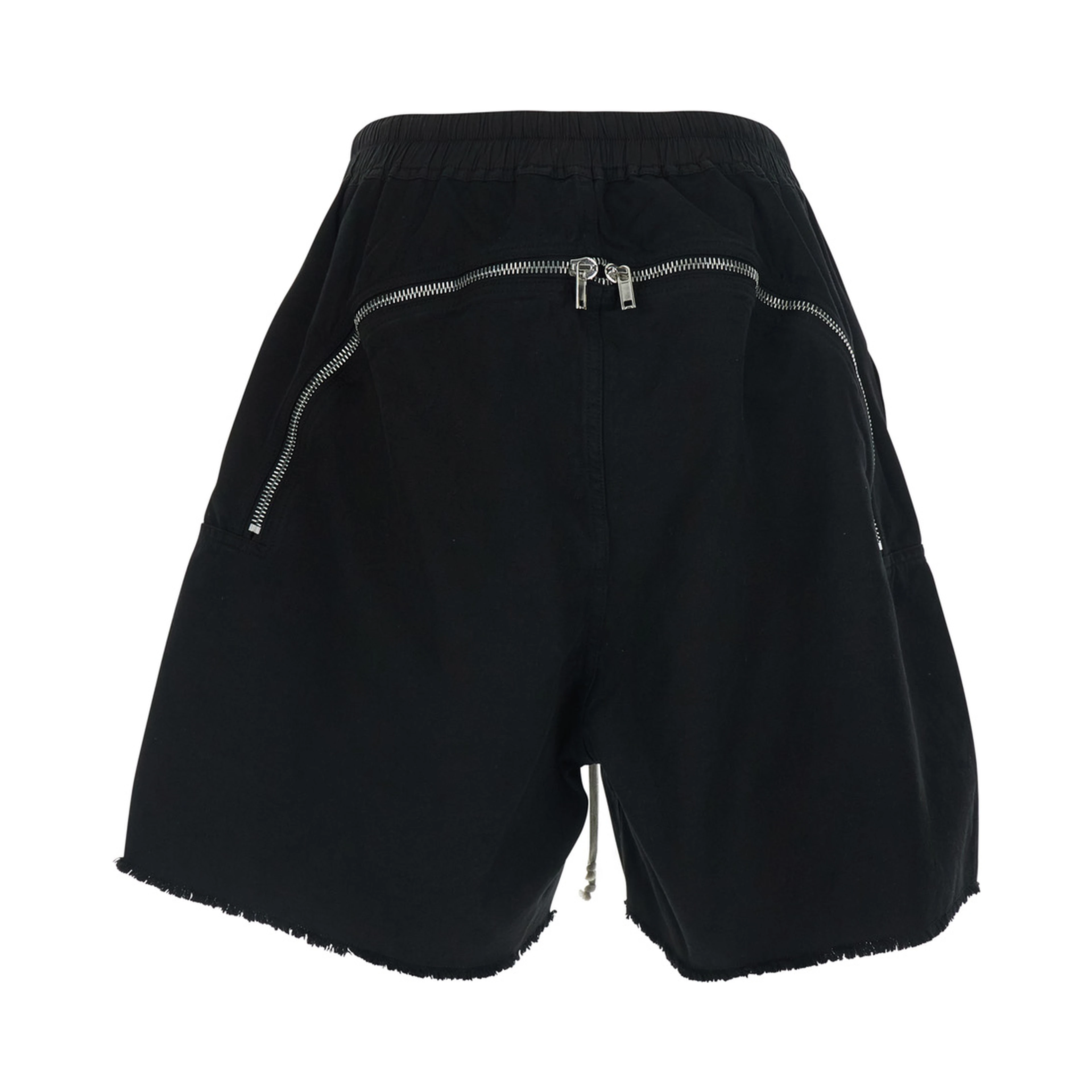 Black Shorts with elasticated drawstring waist and zip at the back in cotton for men