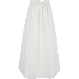 White Tech Fabric Skirt with Elastic Waist and Logo Plate for Women