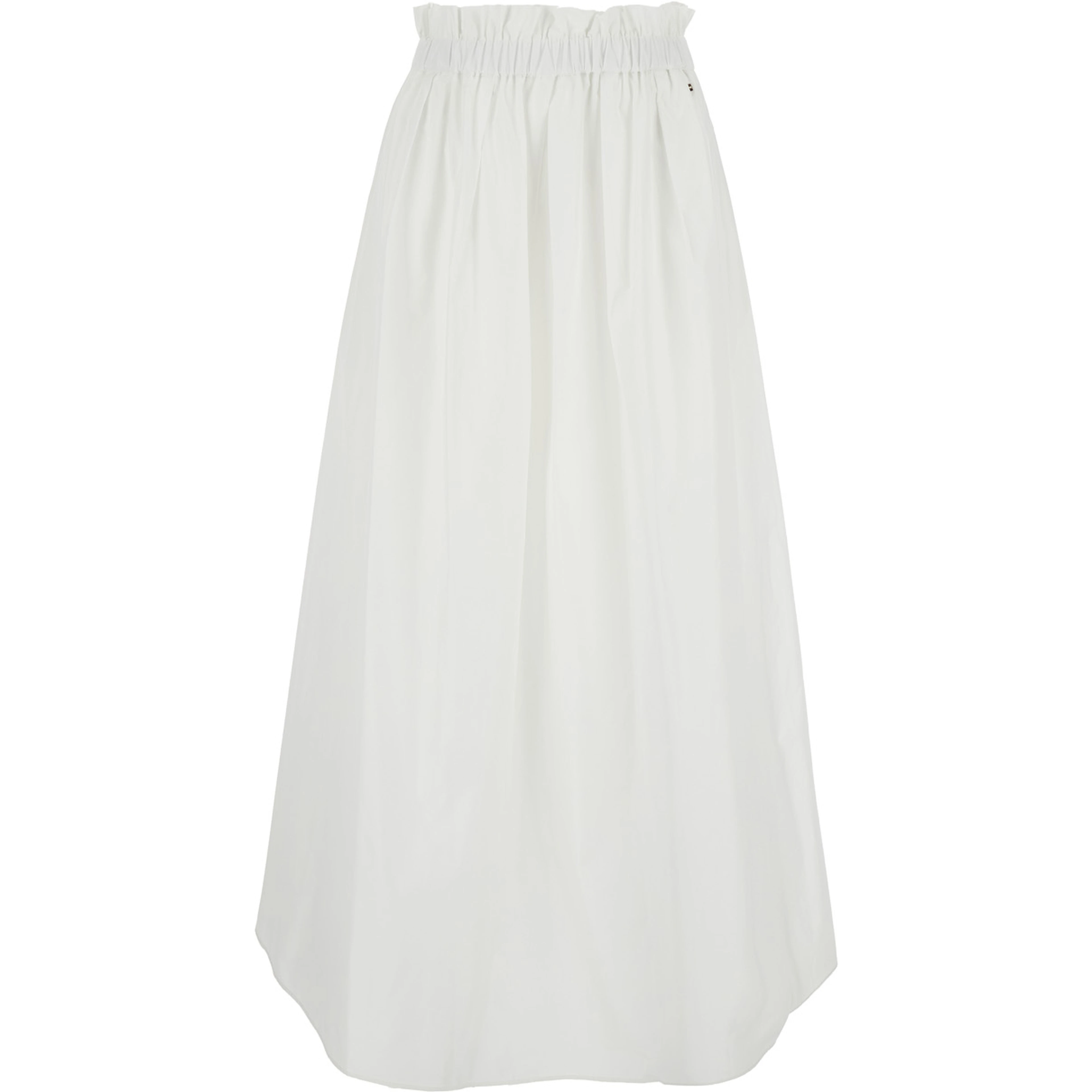 White Tech Fabric Skirt with Elastic Waist and Logo Plate for Women