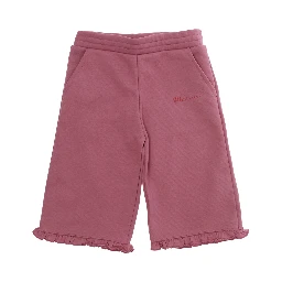 Pink Pants with pockets and logo lettering in cotton Baby