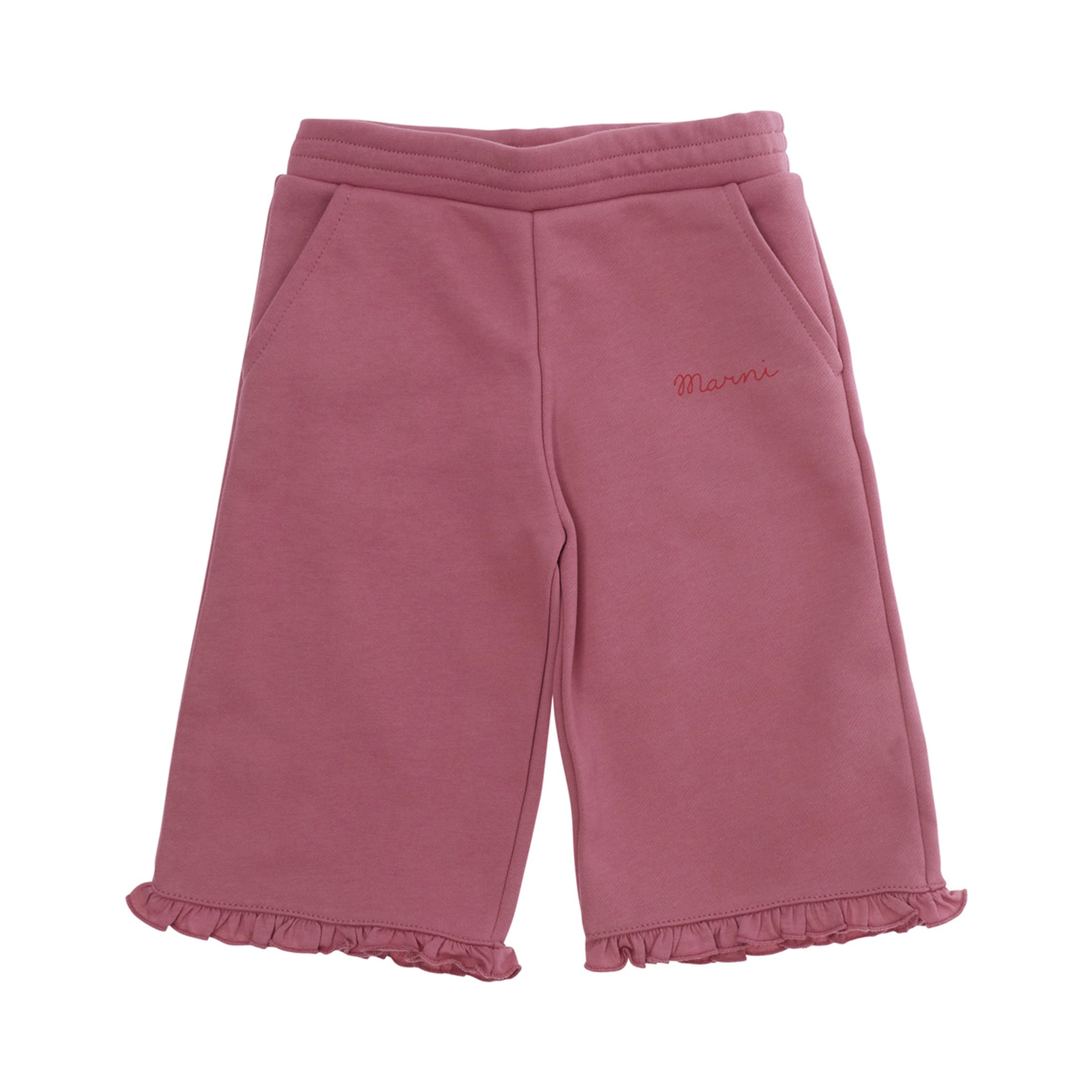 Pink Pants with pockets and logo lettering in cotton Baby