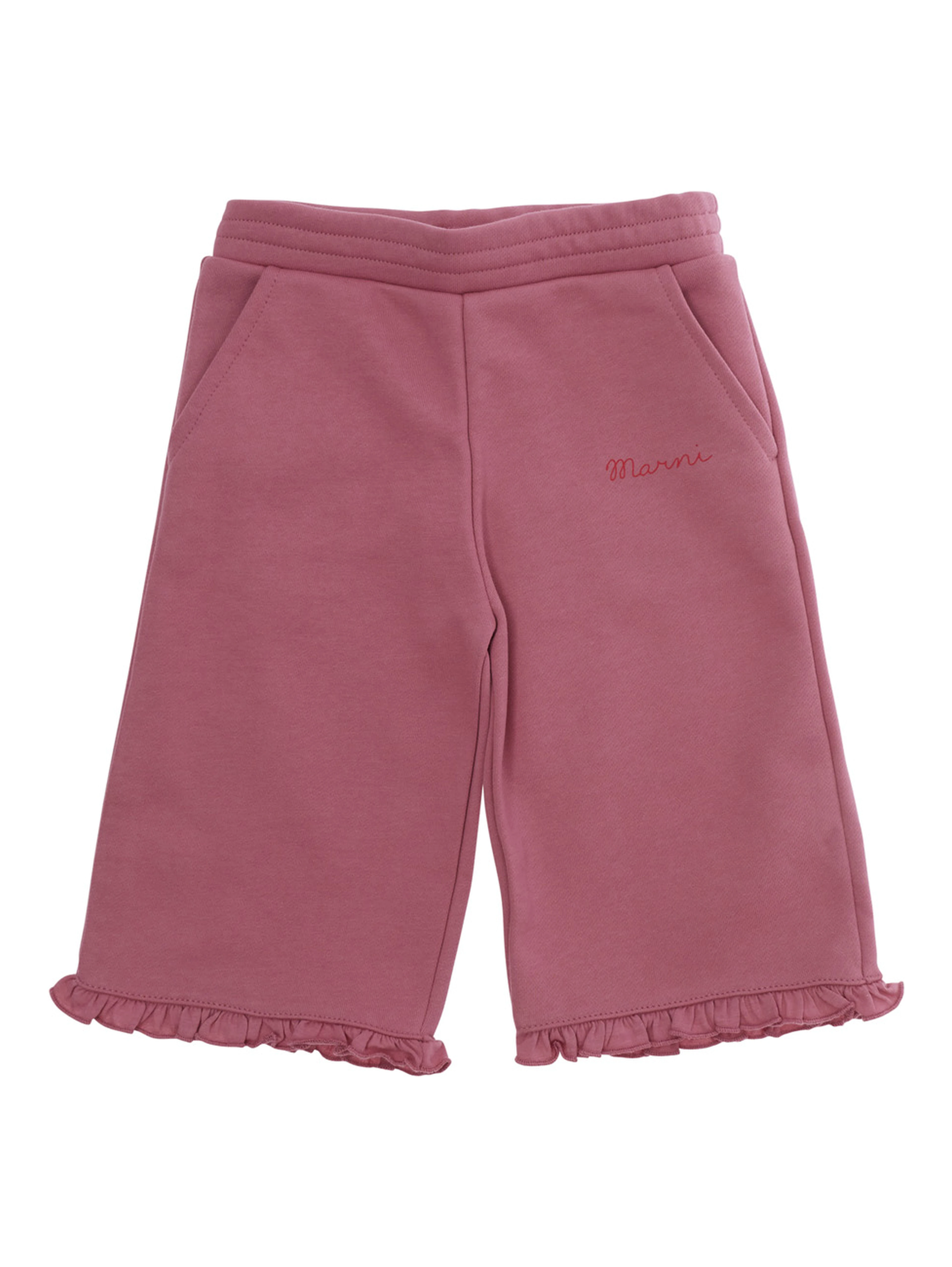 Pink Pants with pockets and logo lettering in cotton Baby