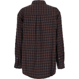 Unisex Brown Check Flannel Shirt with Polyester and Rayon Fabric