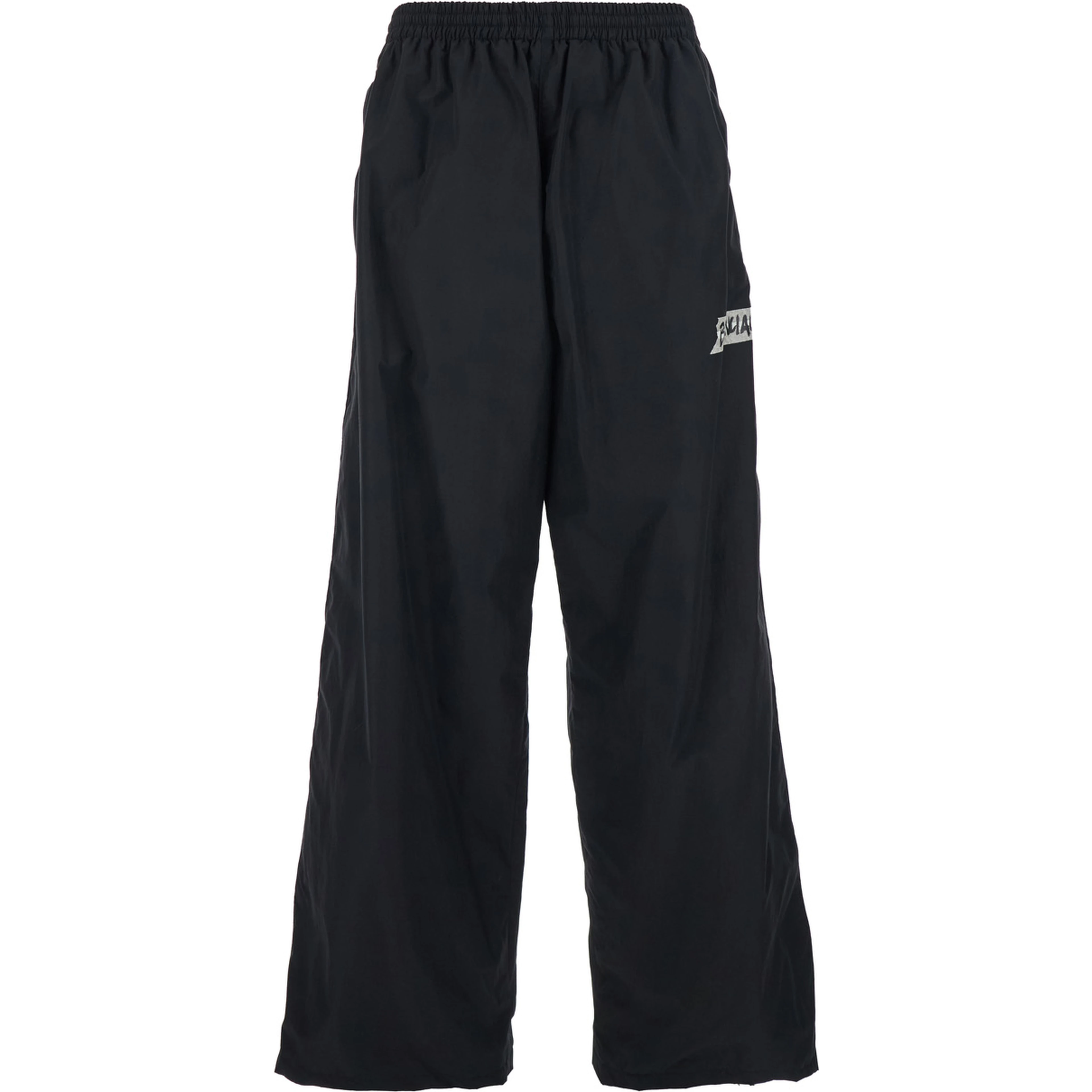 Black Cotton Blend Pants with Elastic Waist and Logo for Men