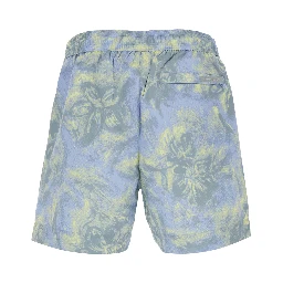 Multicolor Swim shorts with elasticated waist and all-over print in Tech Fabric  for men