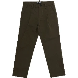 Green Pants with front pleats and logo on the back in Cotton Boy