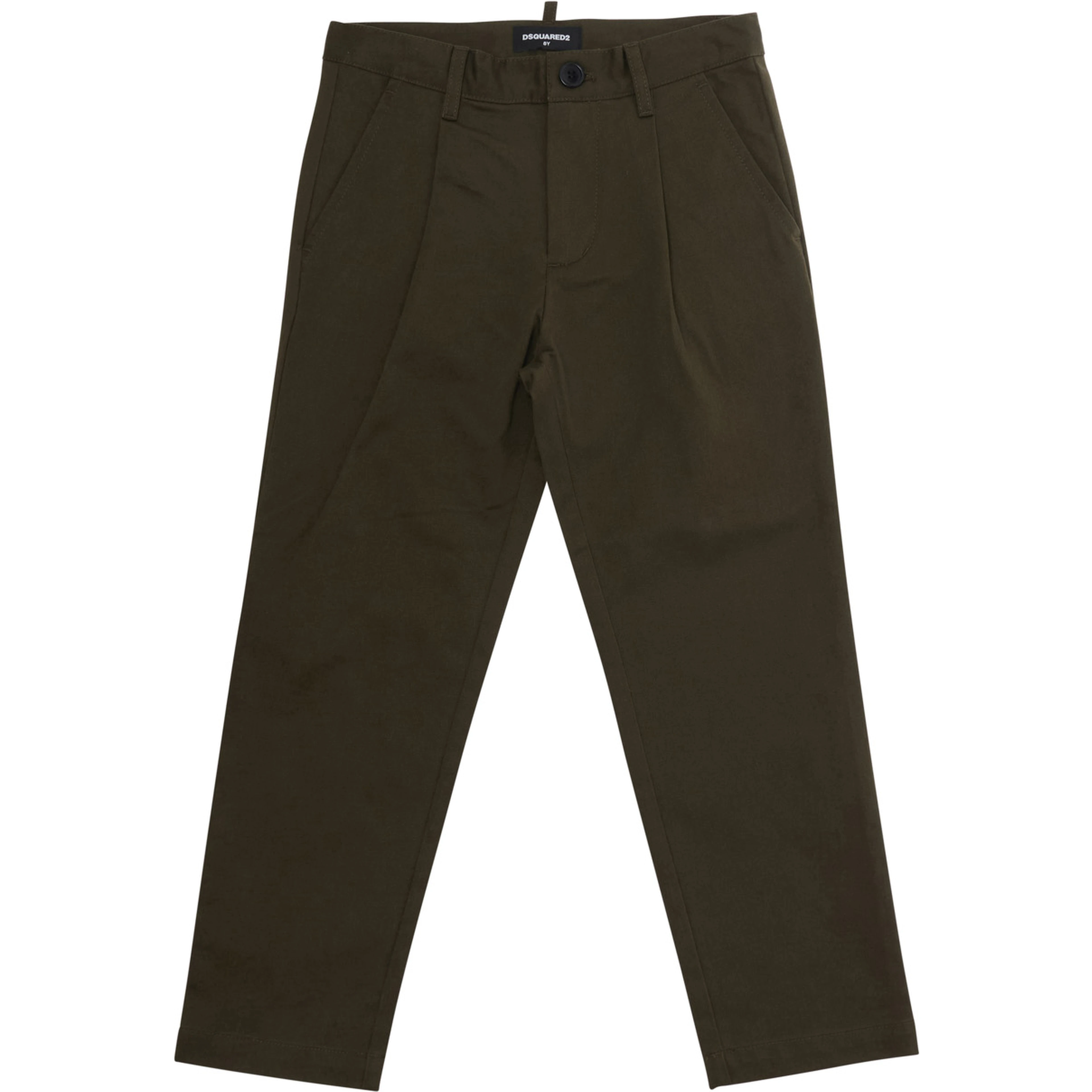 Green Pants with front pleats and logo on the back in Cotton Boy