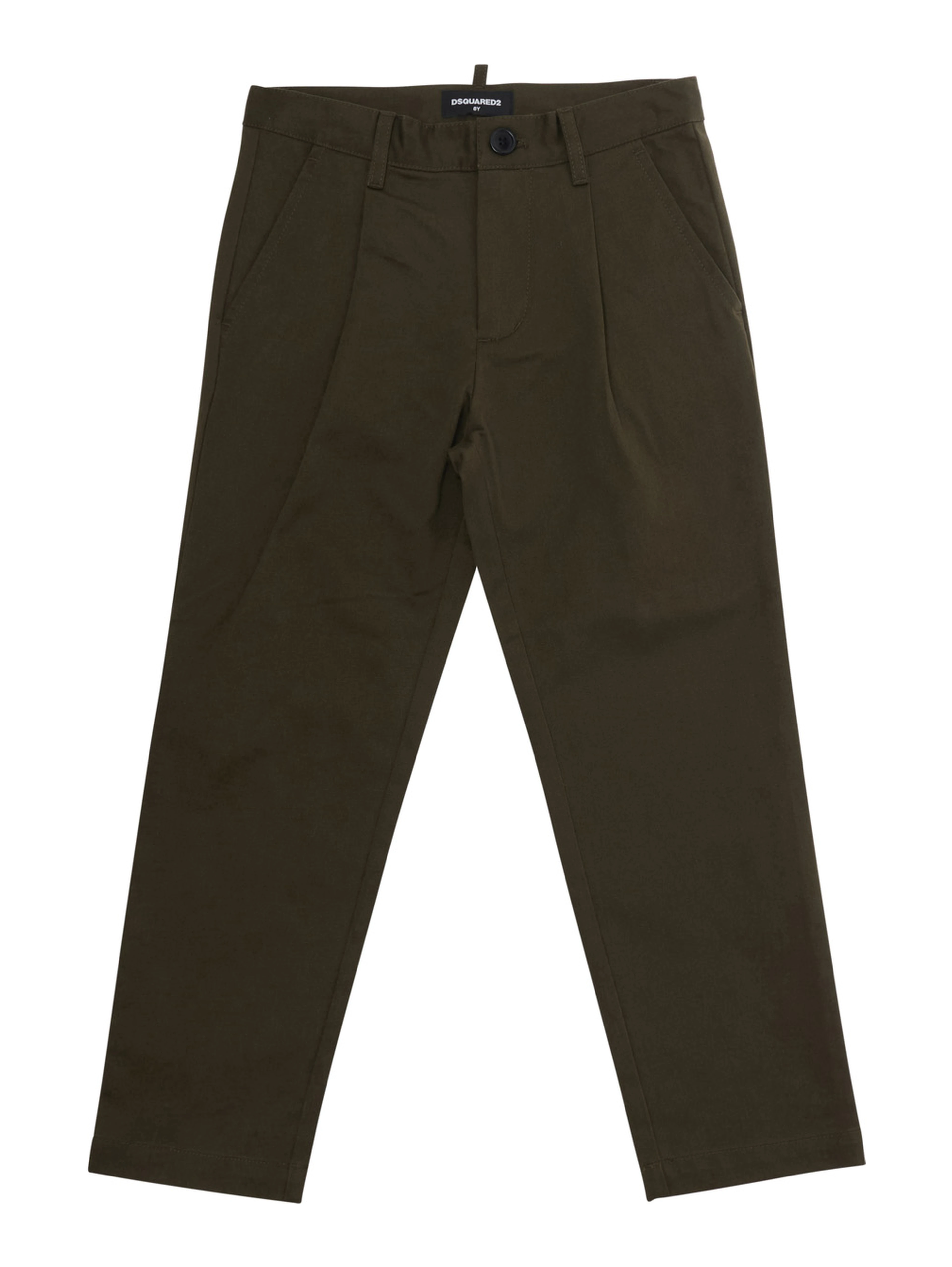 Green Pants with front pleats and logo on the back in Cotton Boy