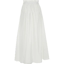 White Tech Fabric Skirt with Elastic Waist and Logo Plate for Women