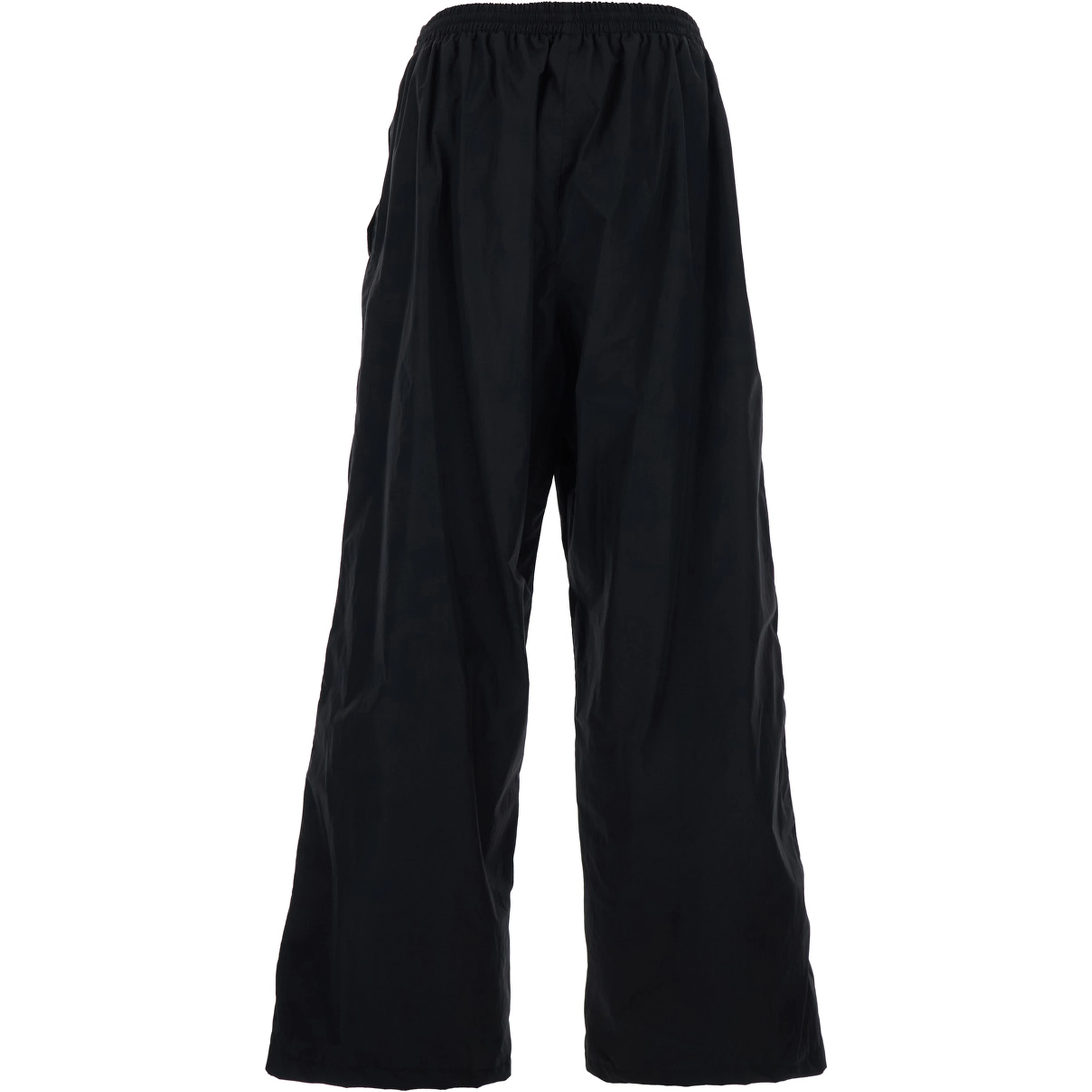 Black Cotton Blend Pants with Elastic Waist and Logo for Men