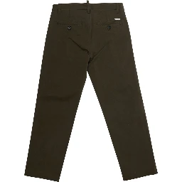 Green Pants with front pleats and logo on the back in Cotton Boy