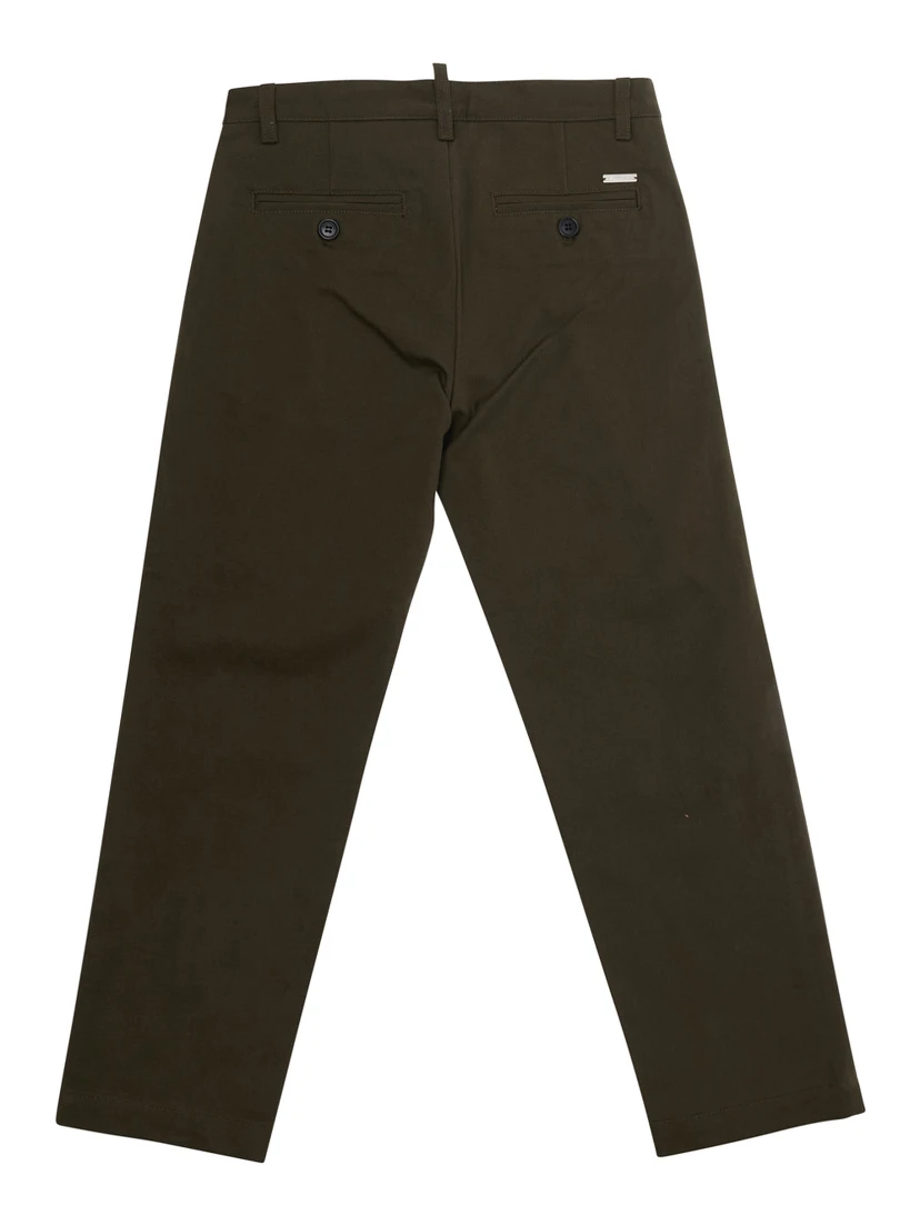 Green Pants with front pleats and logo on the back in Cotton Boy